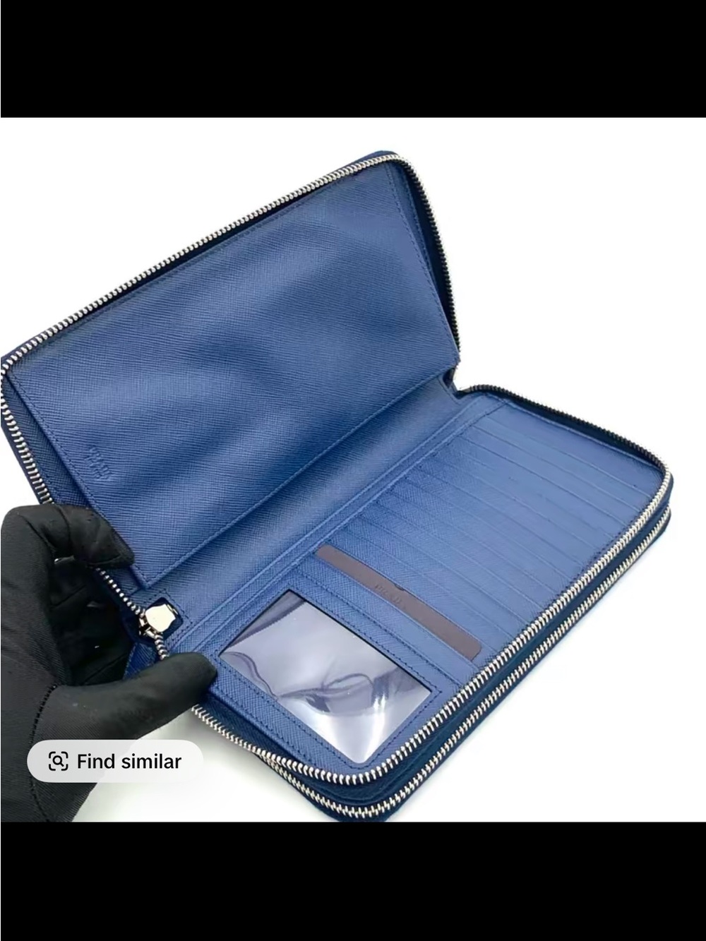 Prada Blue Saffiano Zip-Around Wallet - Picture 6 of 6